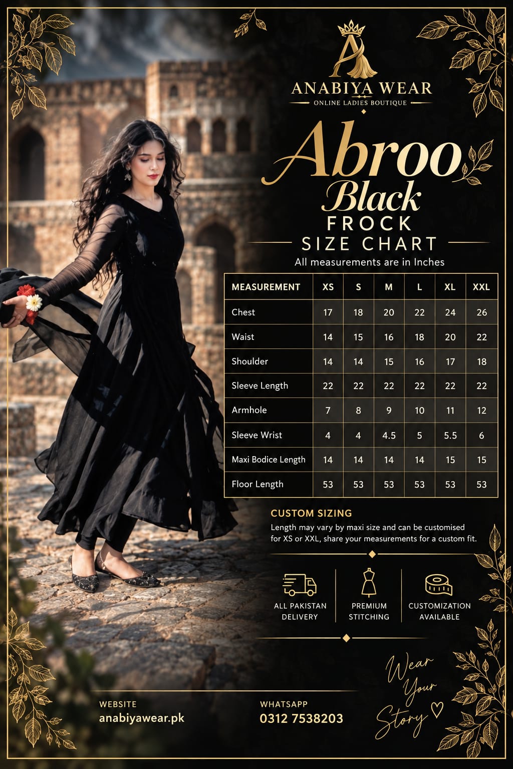 Abro Black Chiffon Frock Set