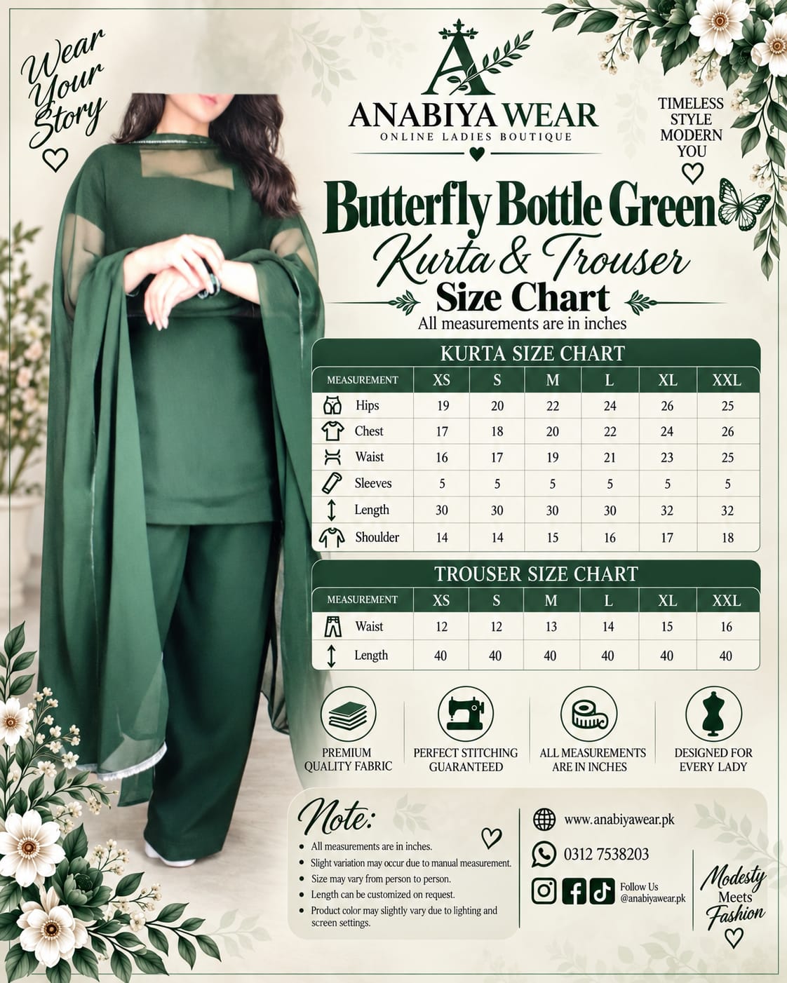Butterfly Bottle Green Georgette 3 Piece Suit