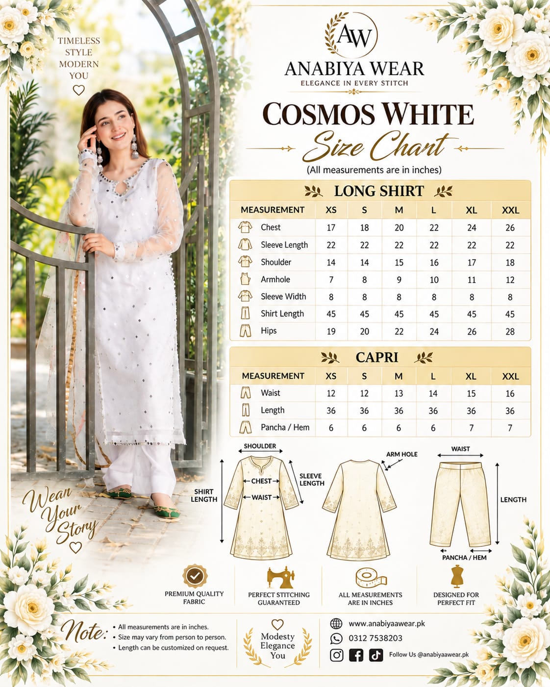 Cosmos White Organza 3 Piece Suit with Mirror Work