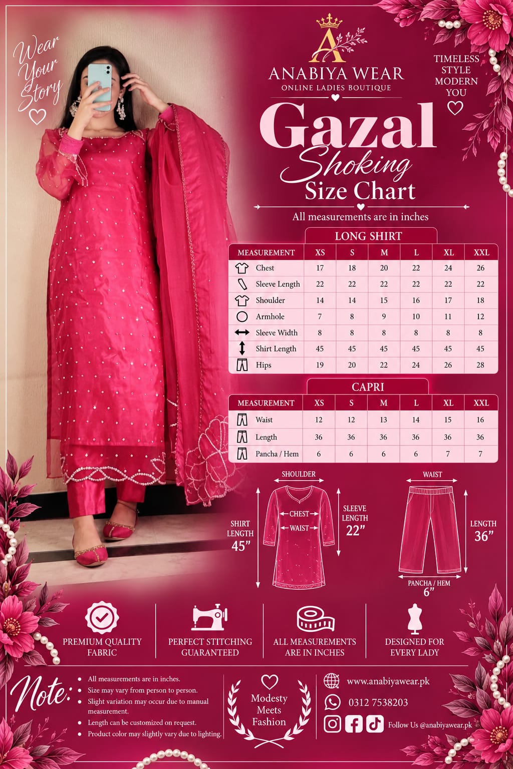 Gazal Shocking Pink Organza 3 Piece
