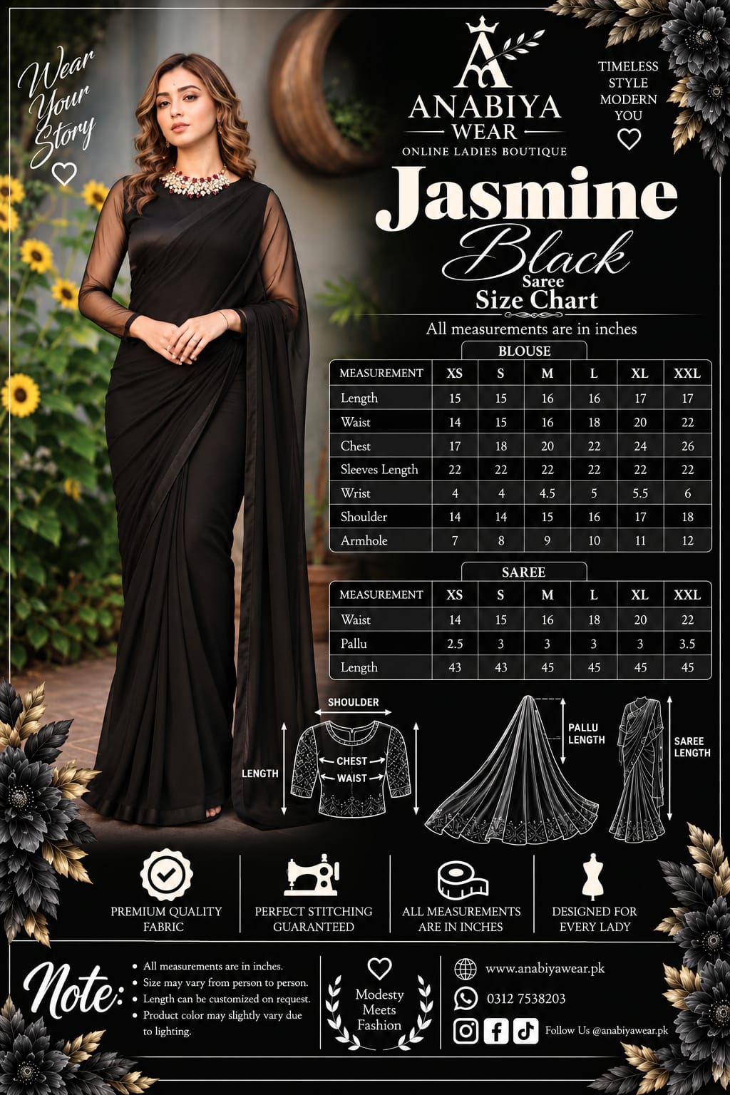 Jasmine Black Chiffon Saree