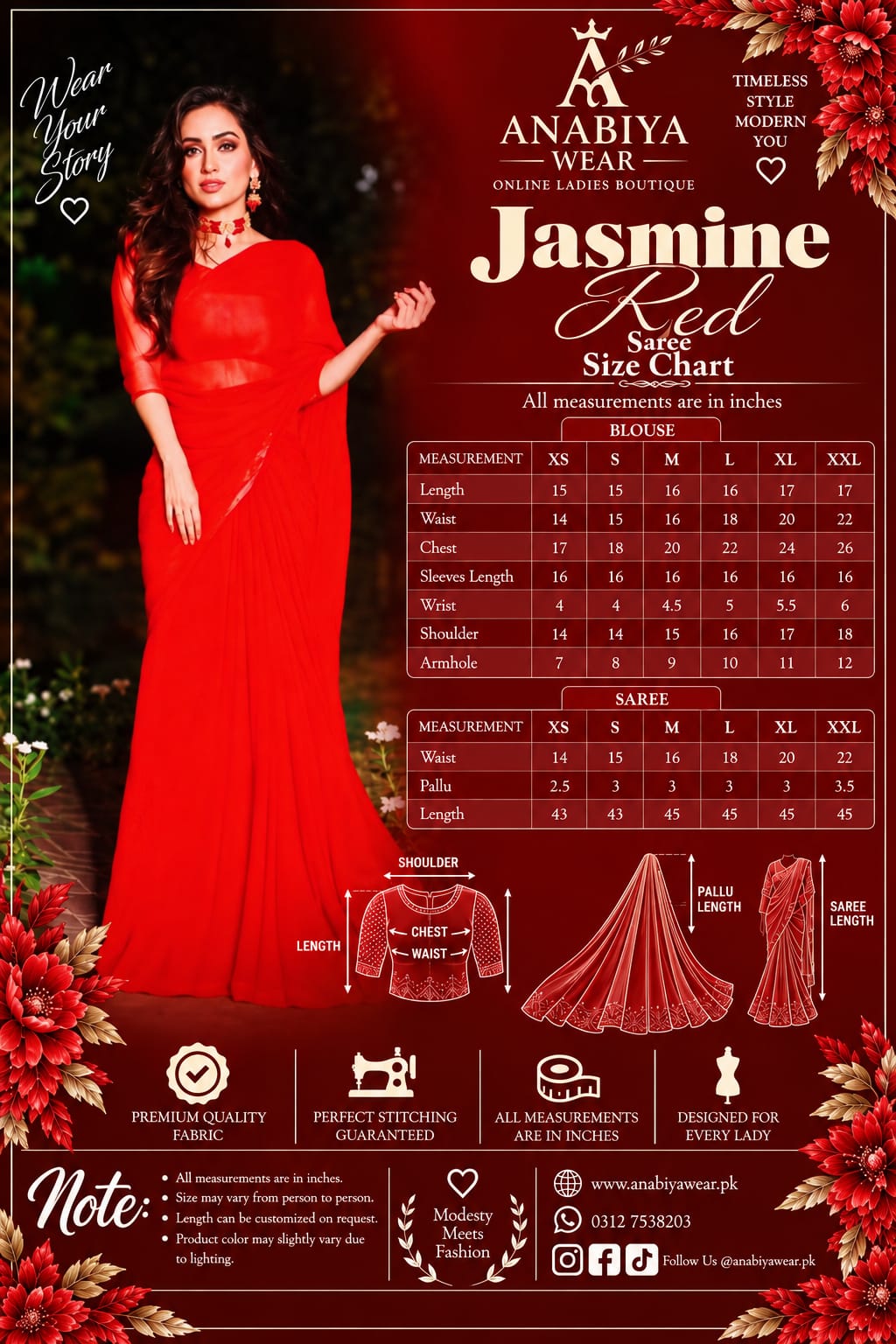 Jasmine Red Chiffon Saree
