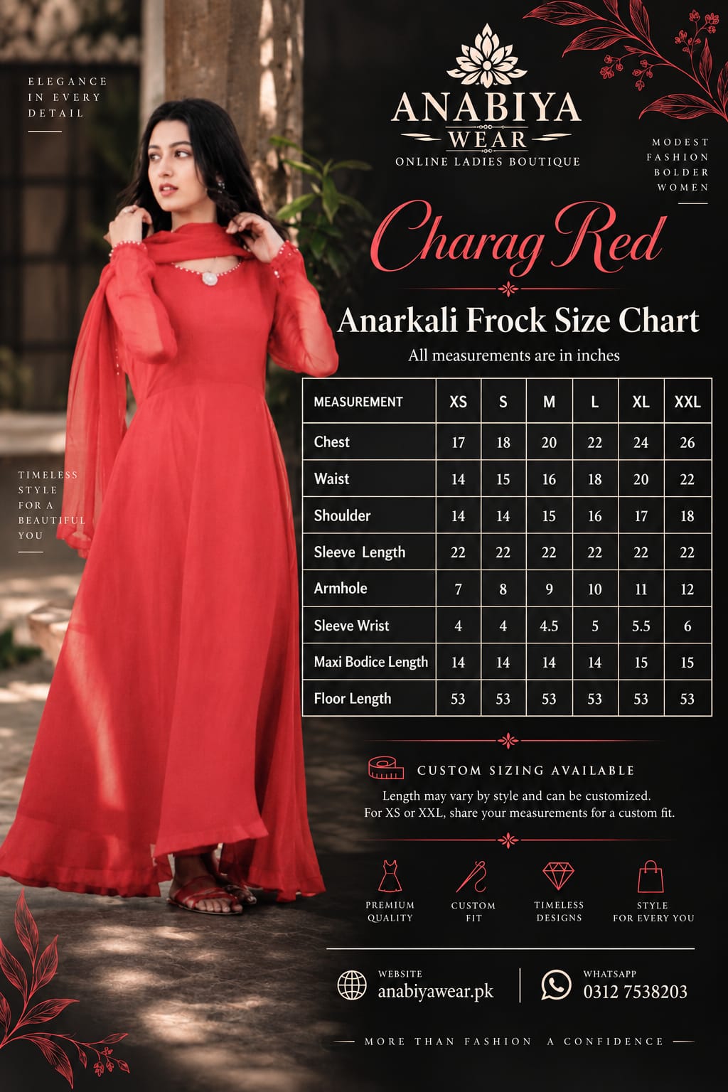 Charag Red Chiffon 2 Piece Frock with Katan Silk Lining