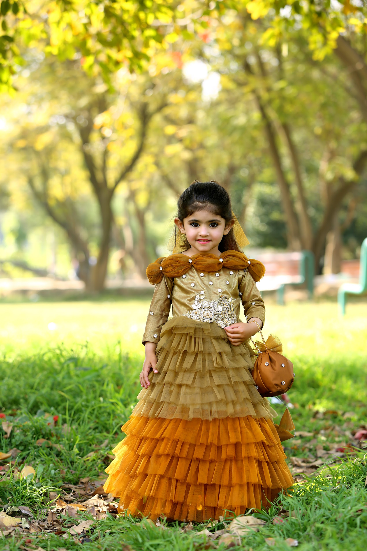 Baby girl wearing a layered party frock - Anabiyawear