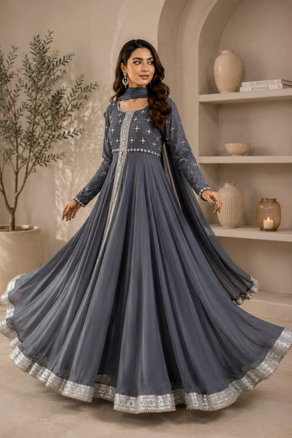 Noor-E-Jan-Premium Chiffon Embellished Flairy Maxi