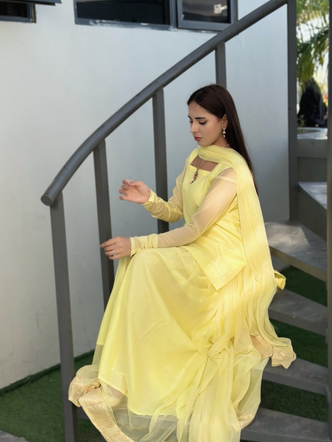 Crimson Grace – Lemon Chiffon 3 Piece Sharara Set
