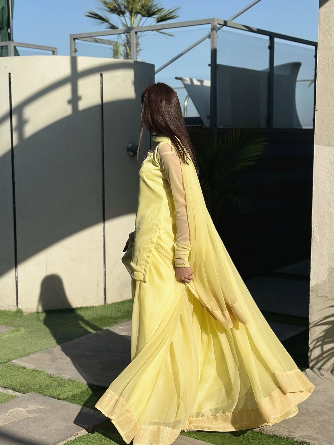 Crimson Grace – Lemon Chiffon 3 Piece Sharara Set