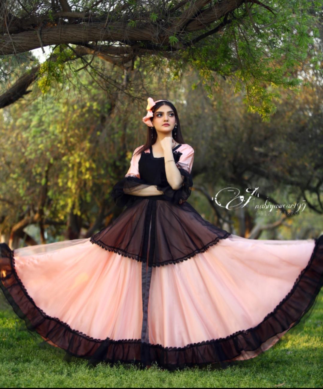 Jennie Black & blush Pink Chiffon Net Frock