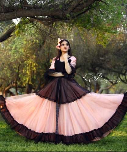 Jennie Black & blush Pink Chiffon Net Frock