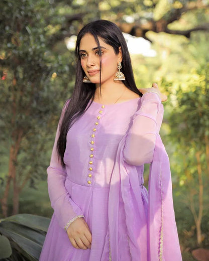 Raqs e Bismil Lilac Chiffon 2 Piece Frock with Cancan