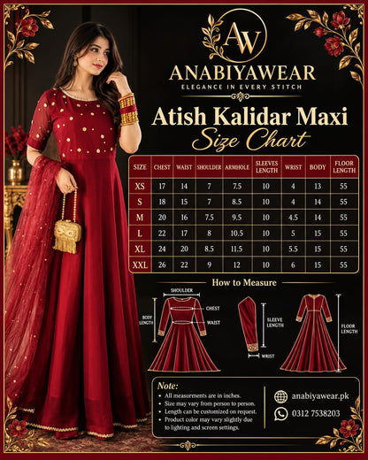 Aatish Kalidar Chiffon Frock with Golden Gota & Stone Work