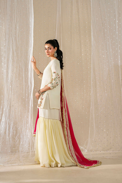 Dove Blossom Gharara Set – Ready to Wear 3PC