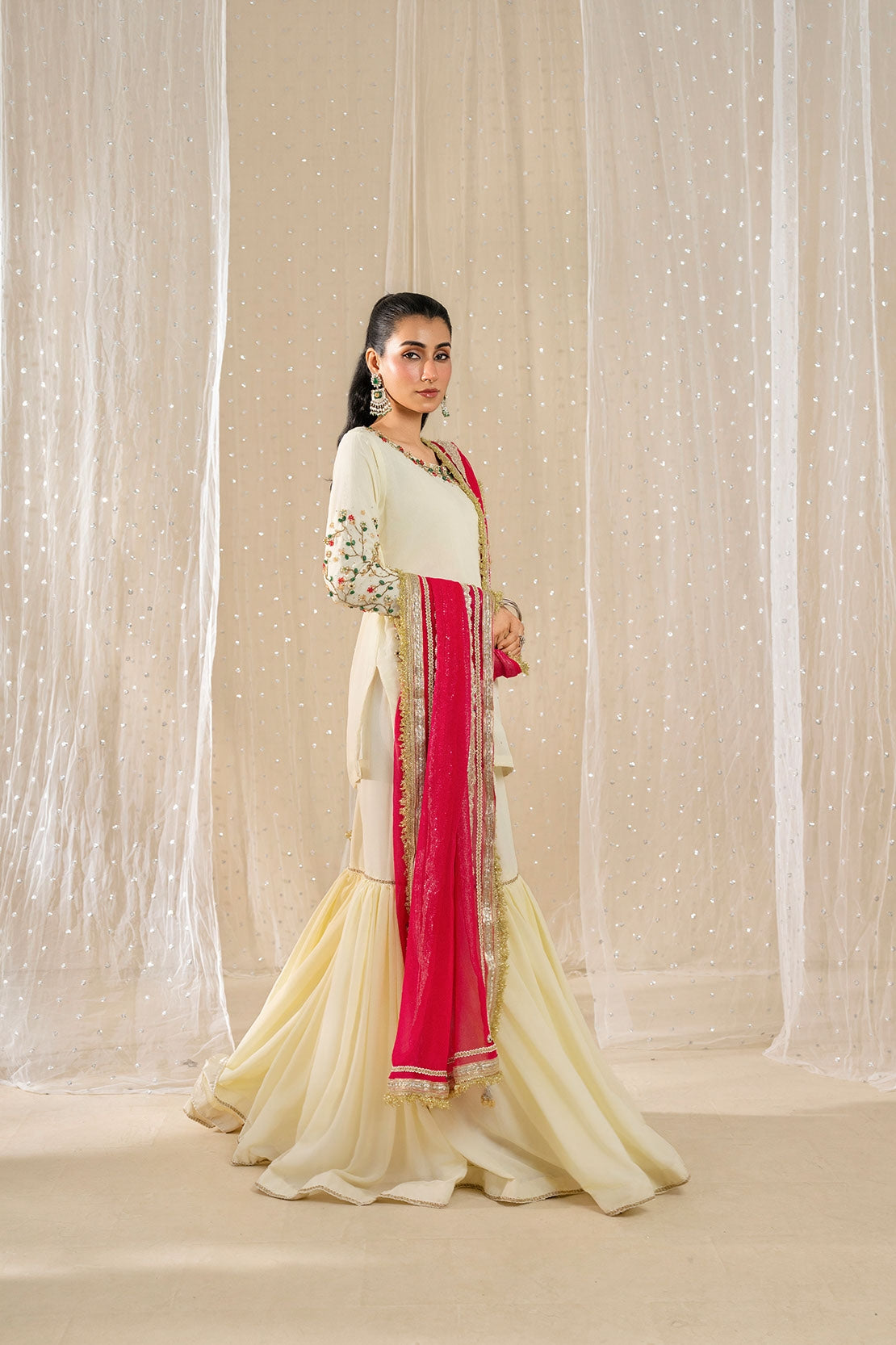 Dove Blossom Gharara Set – Ready to Wear 3PC