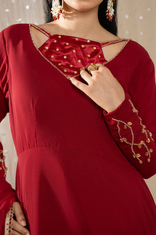 Minhaa – Elegant Mehron Embroidered Maxi Dress