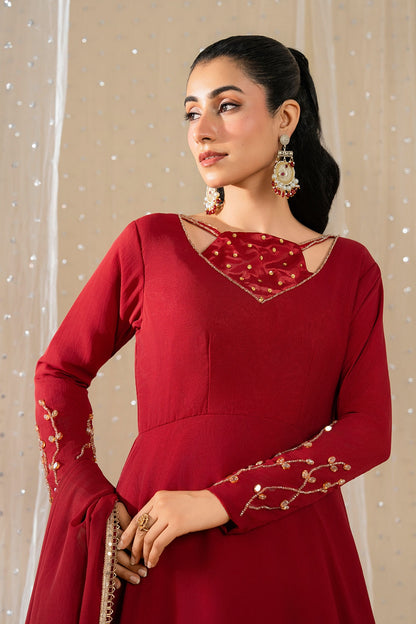 Minhaa – Elegant Mehron Embroidered Maxi Dress