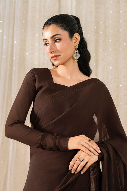 Midnight Veil 🤎 | Brown Edition Saree
