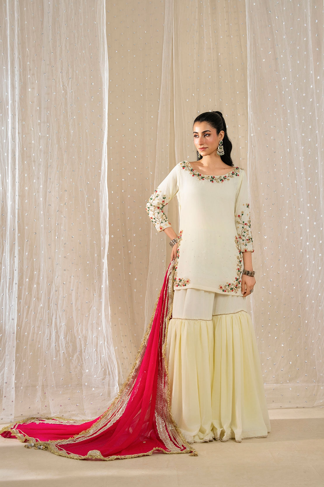 Dove Blossom Gharara Set – Ready to Wear 3PC