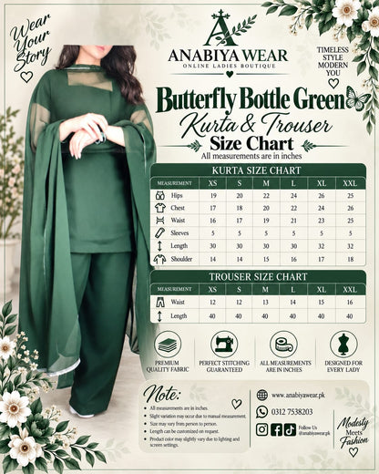 Butterfly Bottle Green Georgette 3 Piece Suit