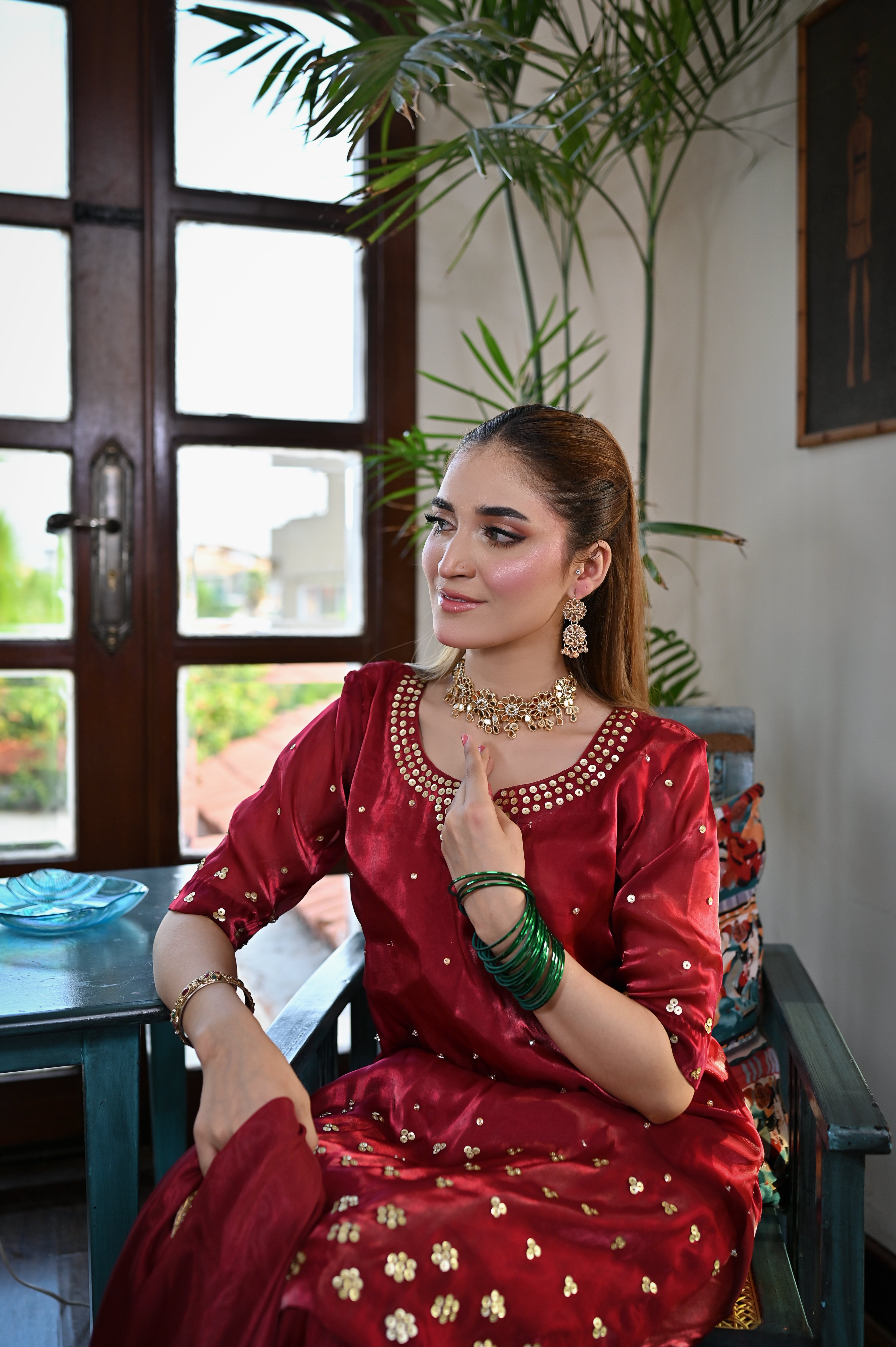 Maklwah – Crystal Silk Handmade Sharara Set