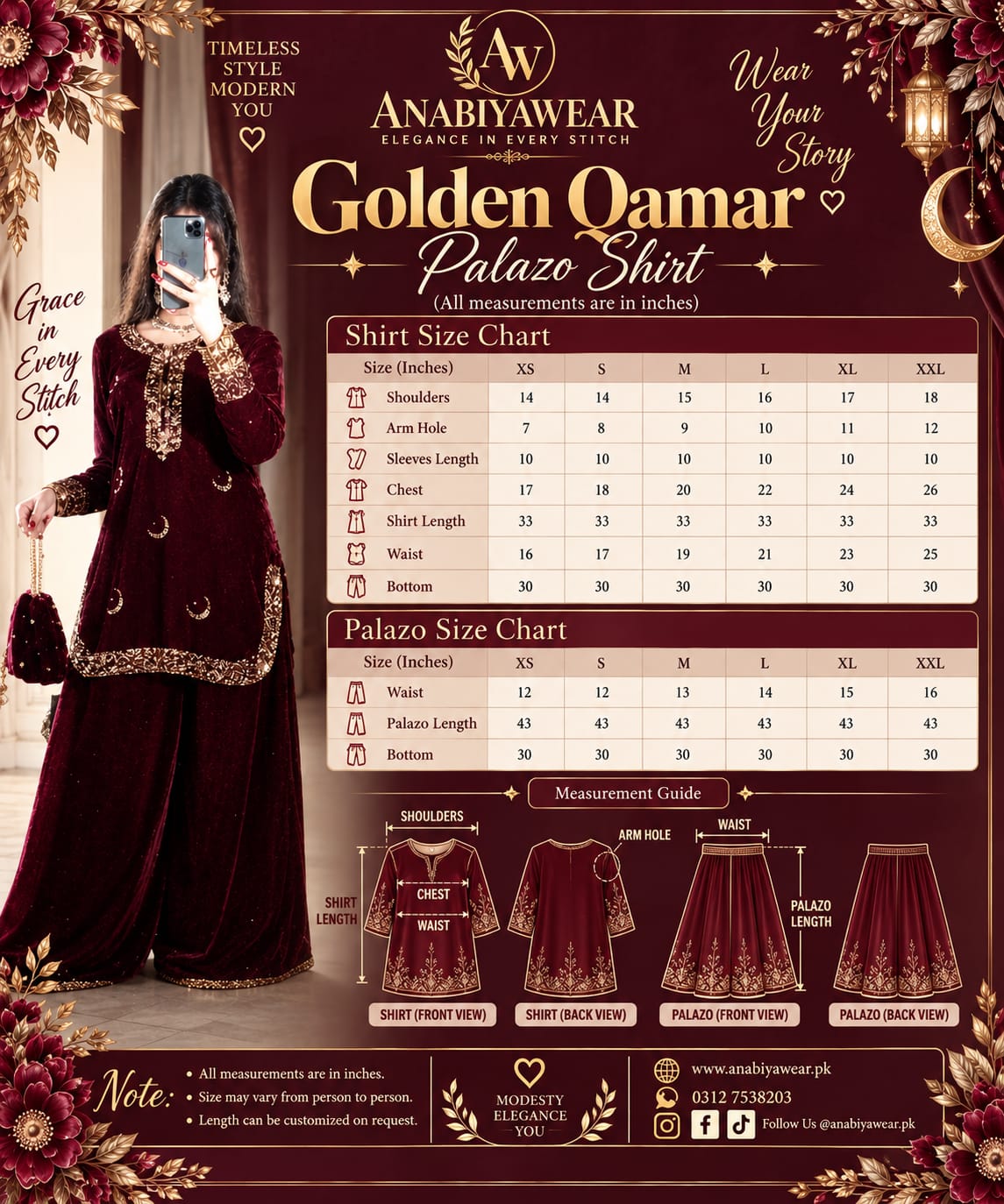 Golden Qamar Velvet Palazzo Set – Handmade Cutdana Work