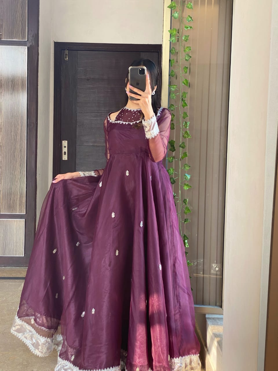 Rangrez Plum Organza Frock
