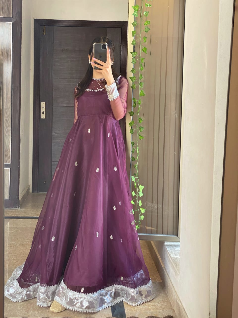 Rangrez Plum Organza Frock