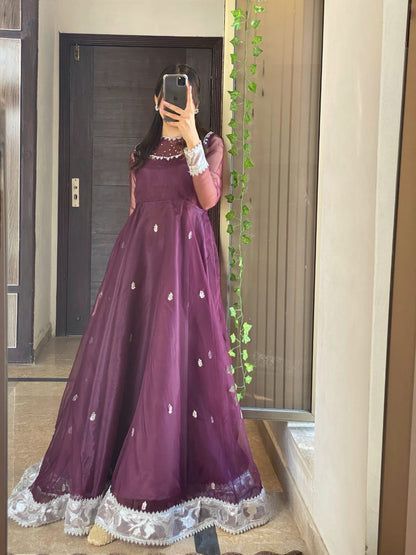 Rangrez Plum Organza Frock
