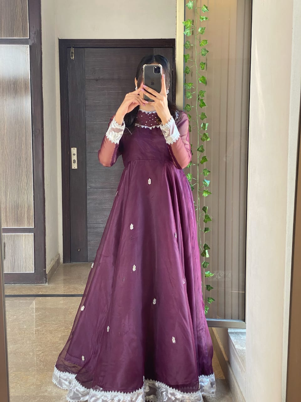 Rangrez Plum Organza Frock
