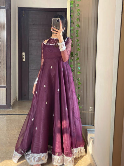 Rangrez Plum Organza Frock