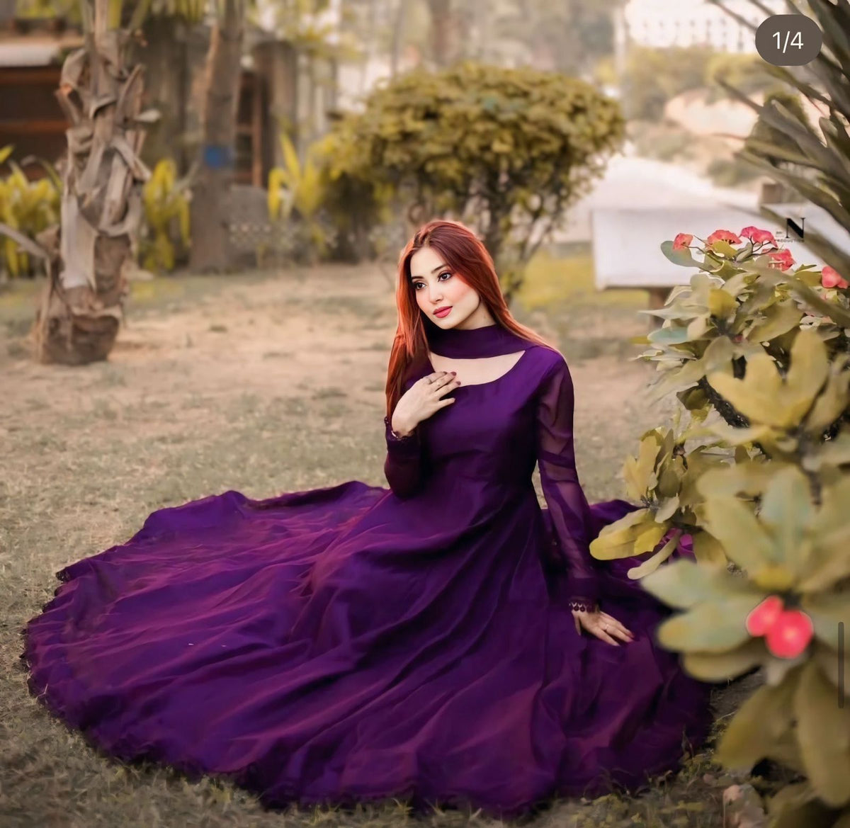 Anarkali Plum Chiffon Frock