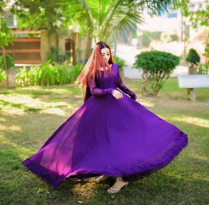 Anarkali Plum Chiffon Frock
