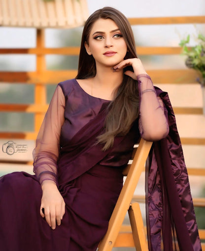 Jasmine Plum Chiffon Saree