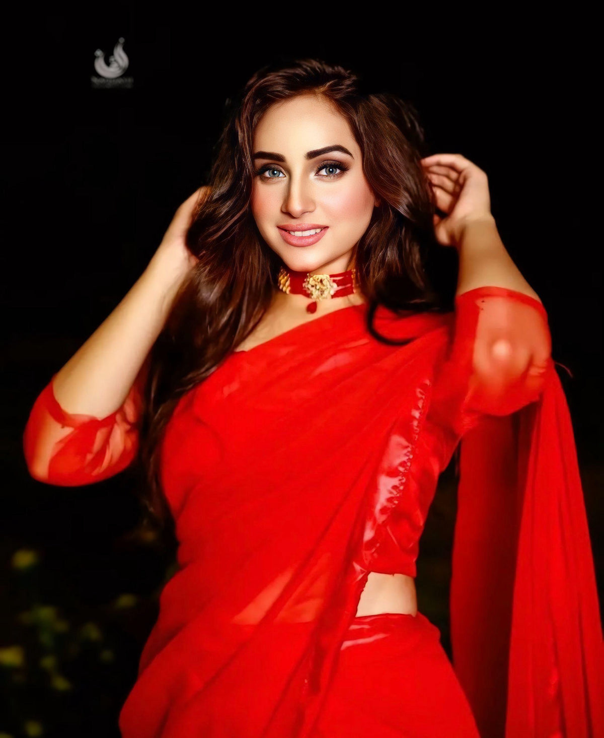 Jasmine Red Chiffon Saree