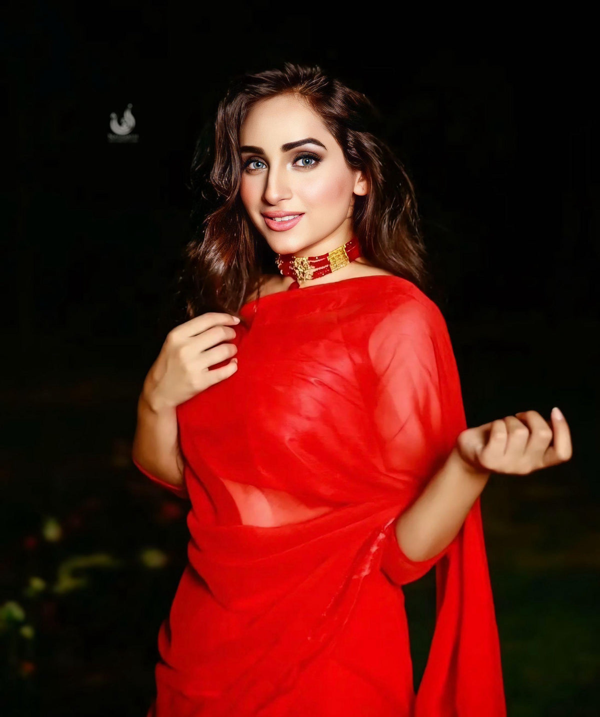 Jasmine Red Chiffon Saree