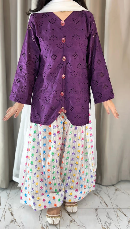Mehrunisa – Premium Chikankari Farshi Trouser 3 Piece Suit