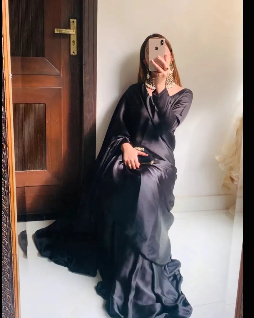 Anchal Black Shamoz Silk Saree