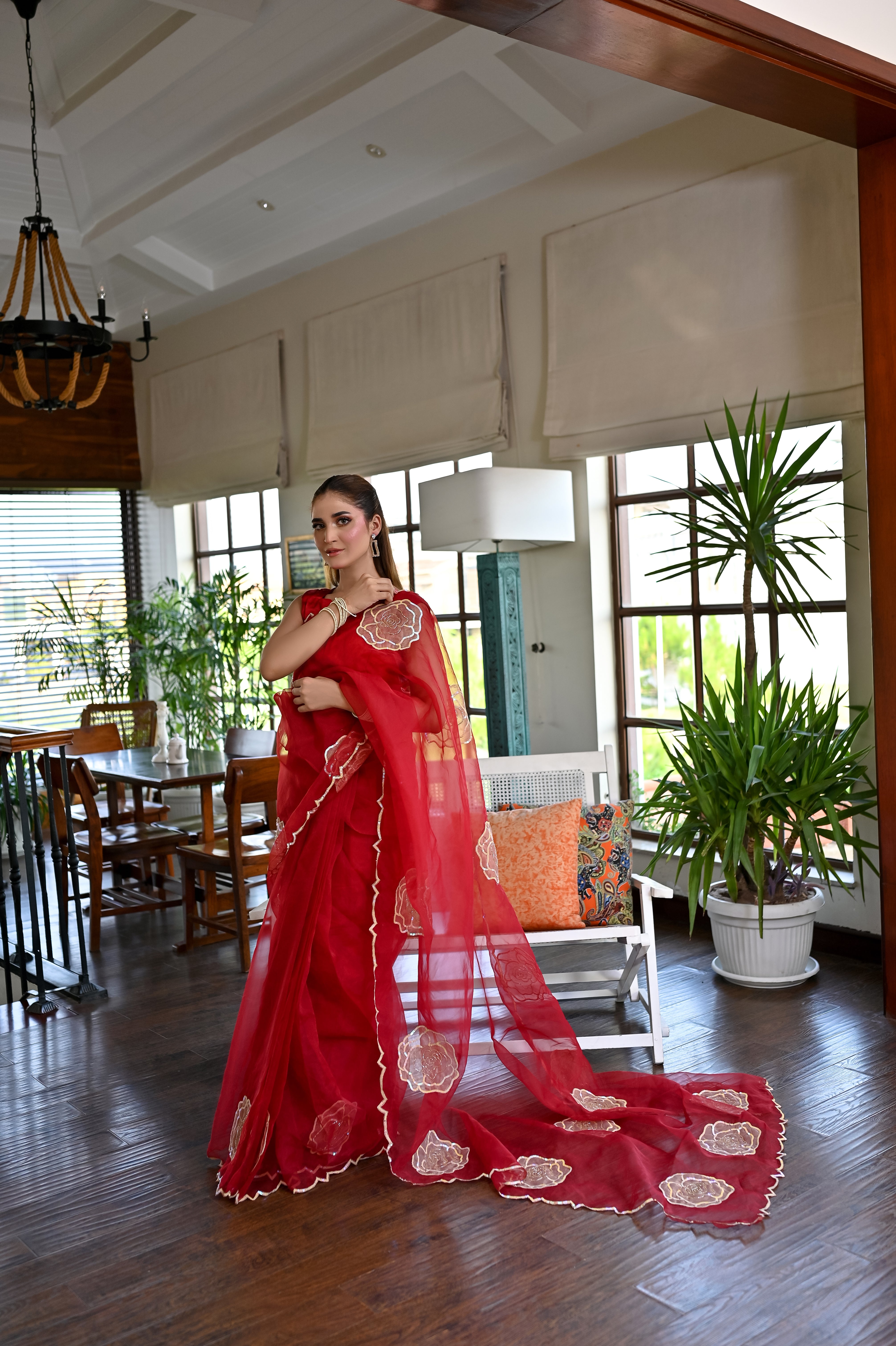 Rangreze – Luxury Red Organza Saree
