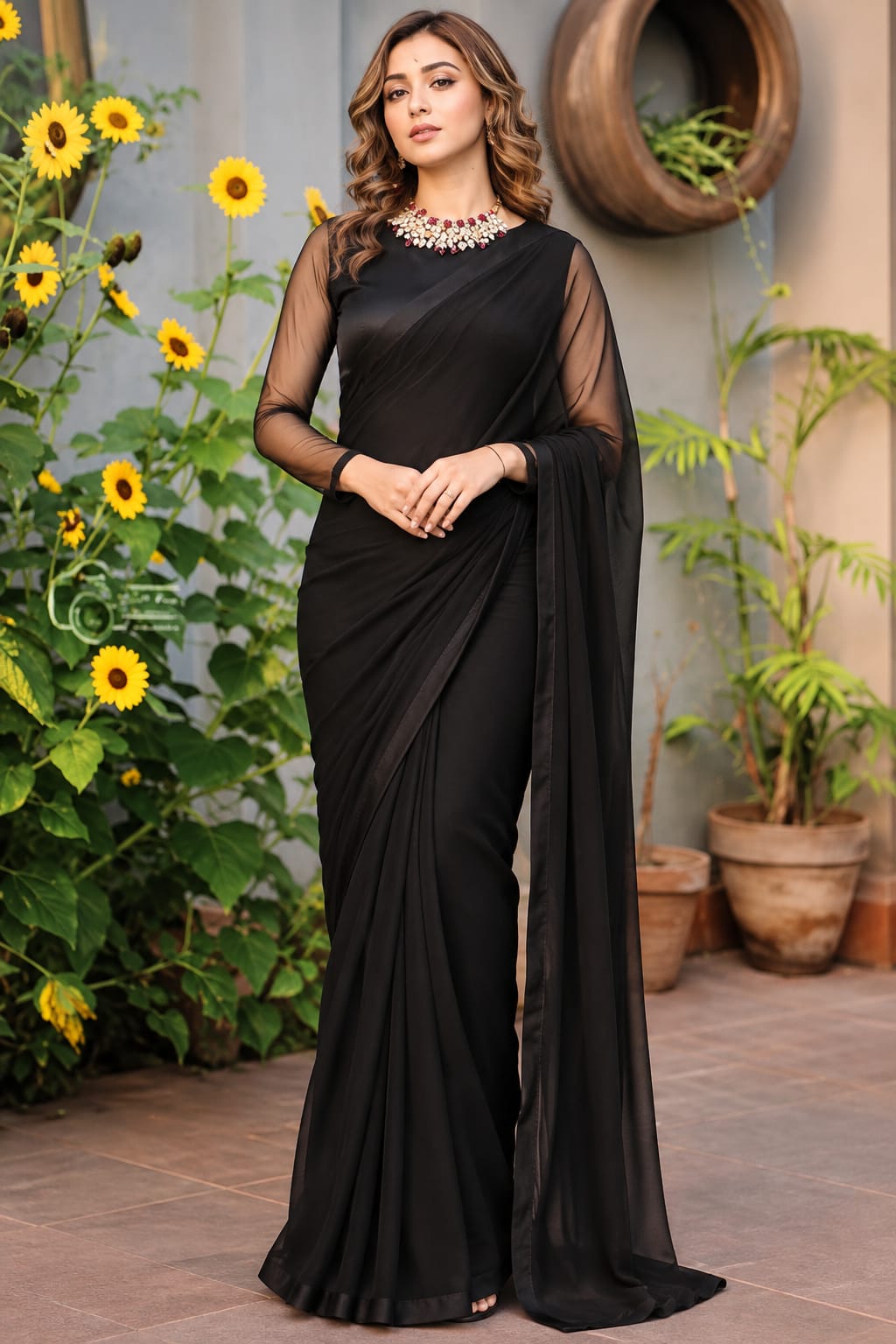 Jasmine Black Chiffon Saree