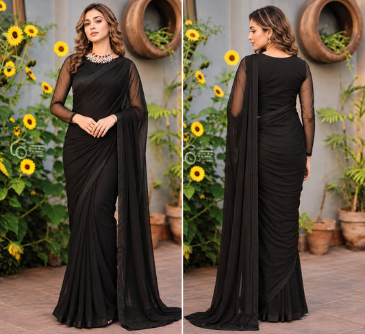 Jasmine Black Chiffon Saree