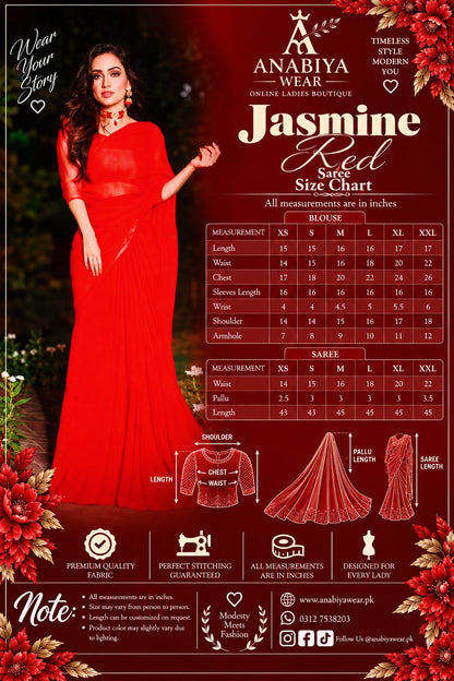 Jasmine Red Chiffon Saree