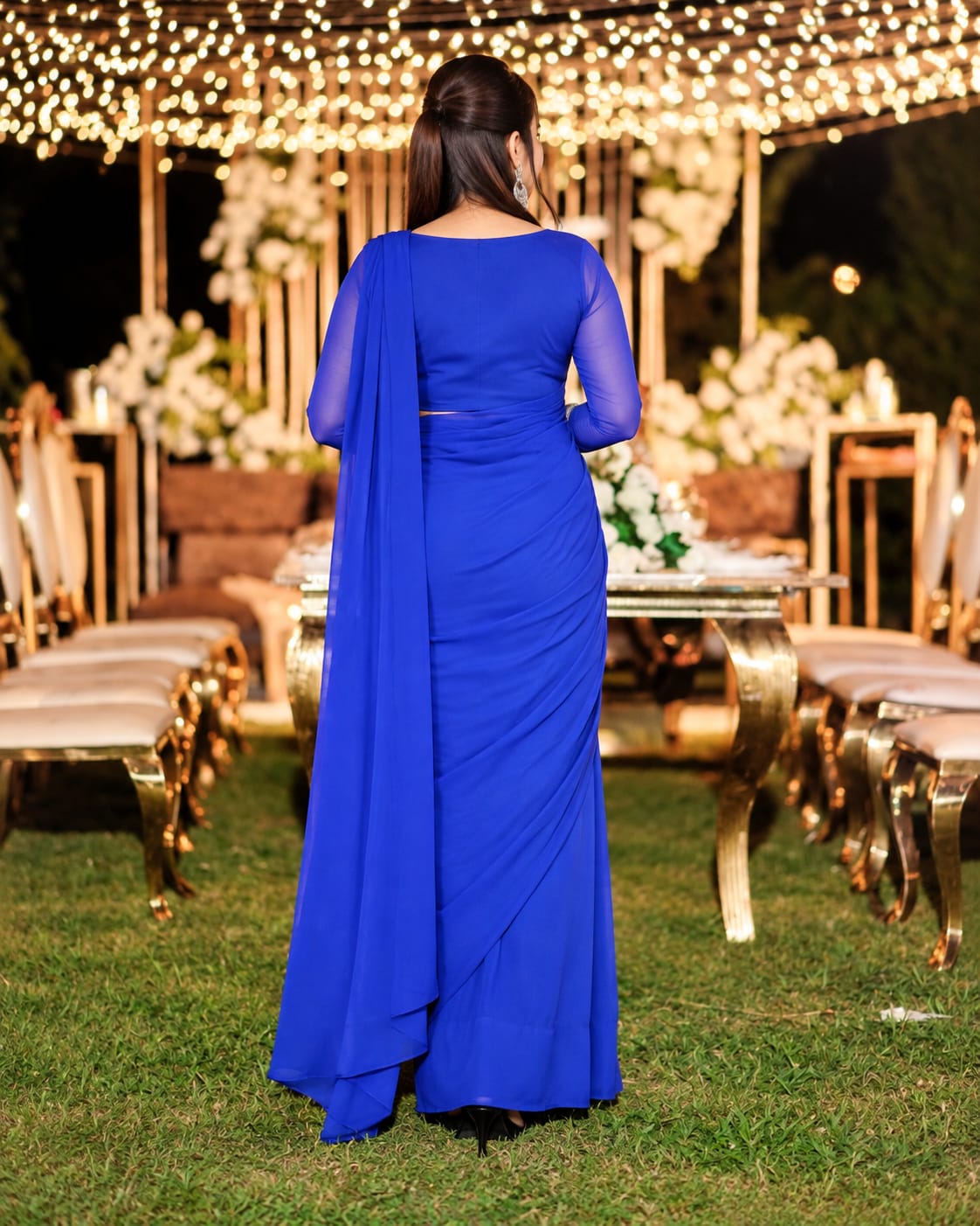 Jasmine Royal Blue Chiffon Ready to Wear Saree