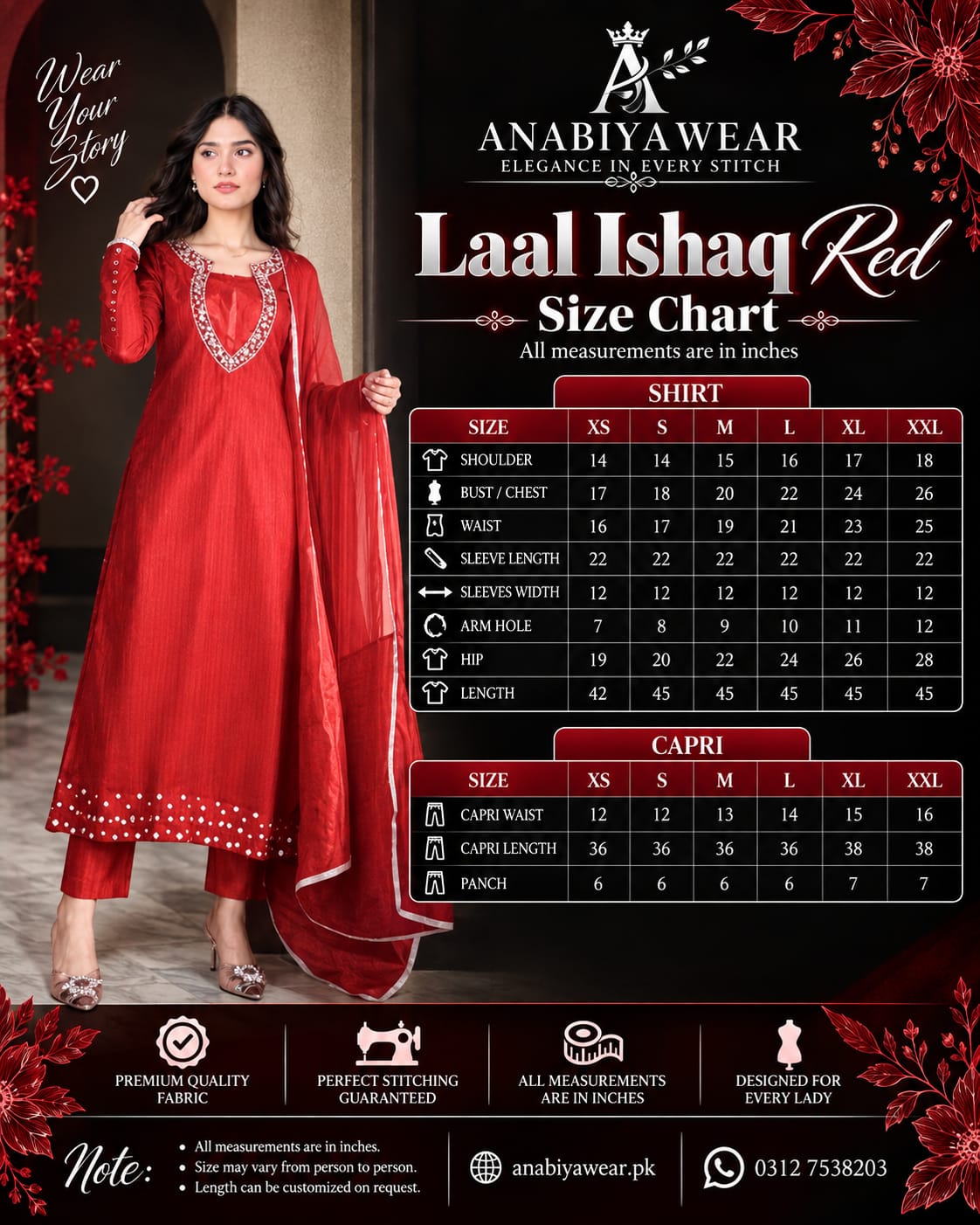 Laal Ishaq Red Embroidered 3 Piece Suit