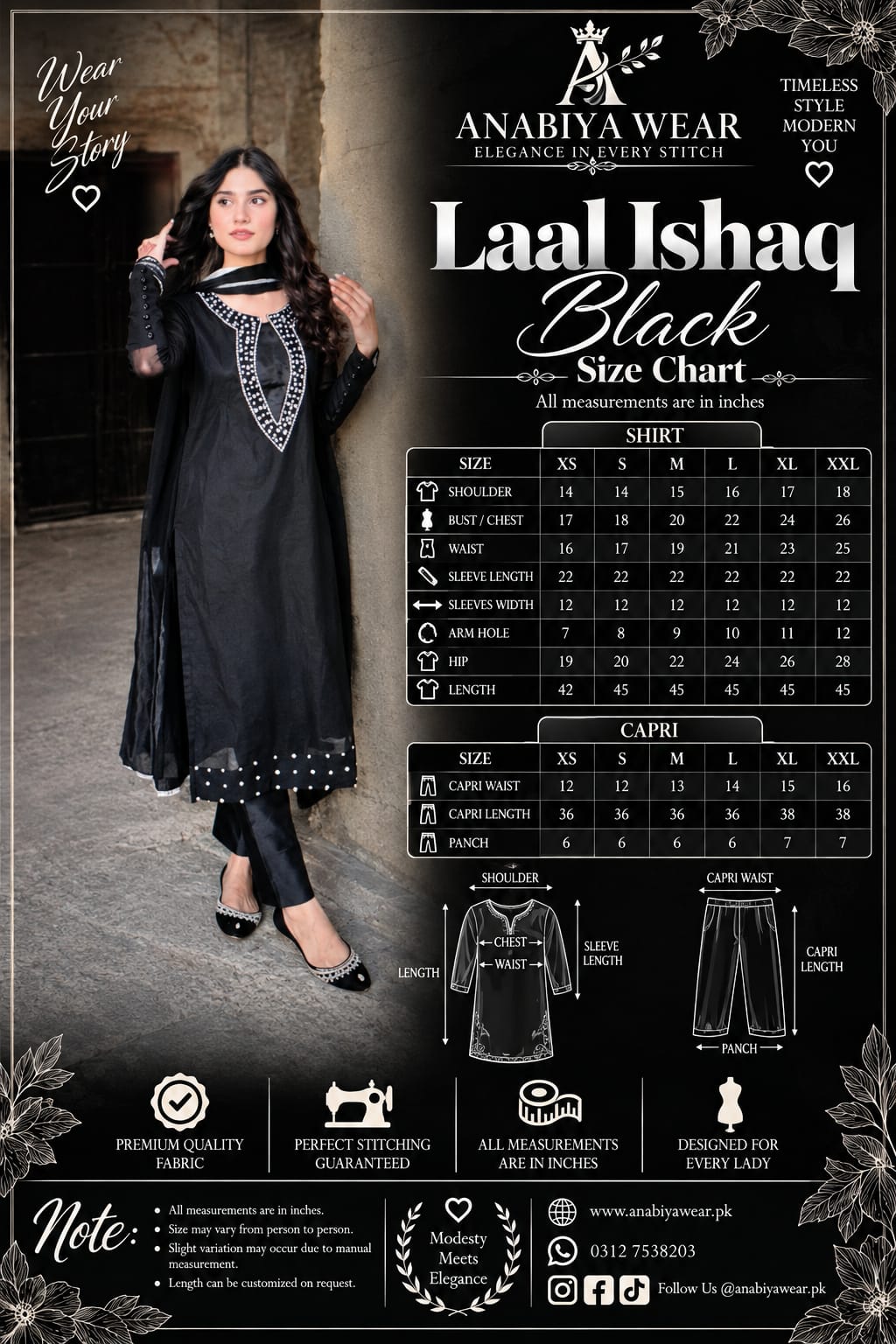 Laal Ishq Black Chiffon 3 Piece Dress