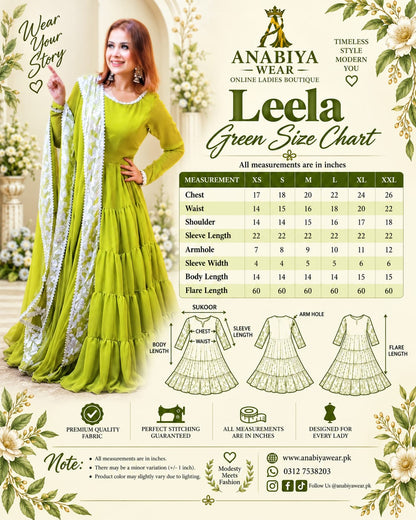 Leela Green Chiffon Layered Frock