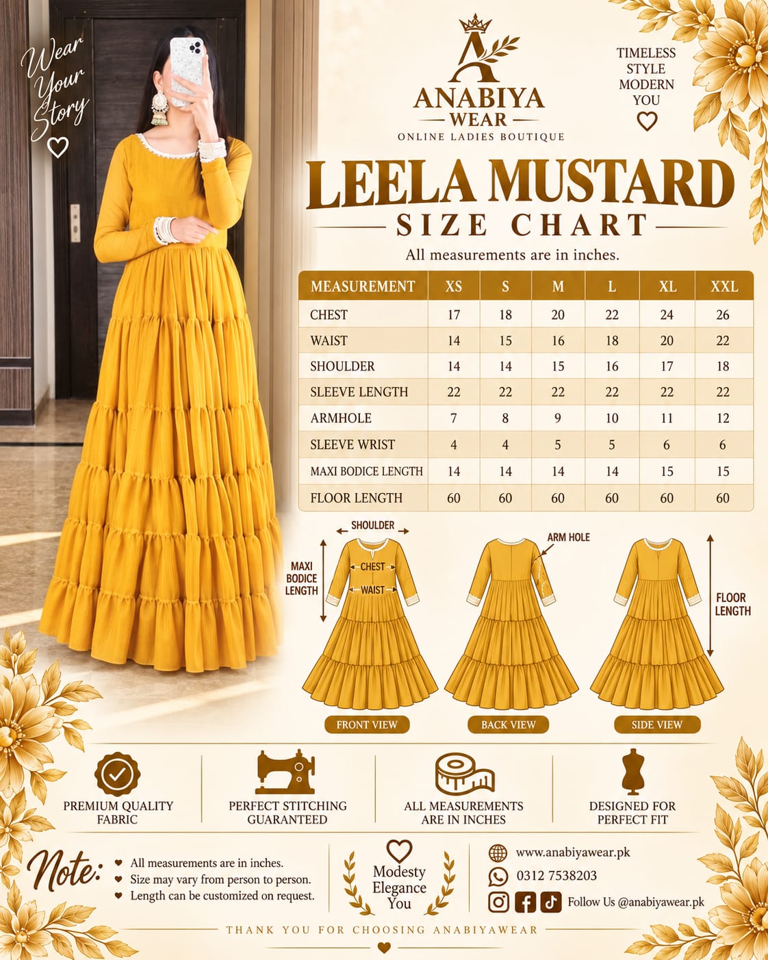Leela Mustard Chiffon Layered Frock with Dupatta