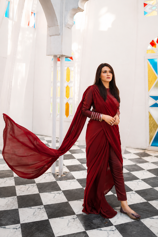 MAROON MAJESTY PENT SAREE
