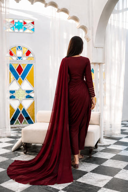 MAROON MAJESTY PENT SAREE