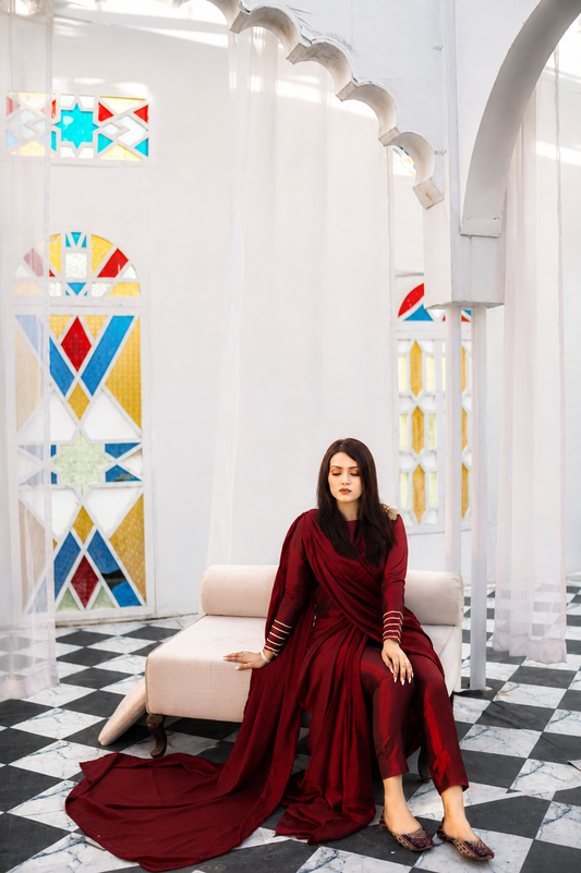 MAROON MAJESTY PENT SAREE