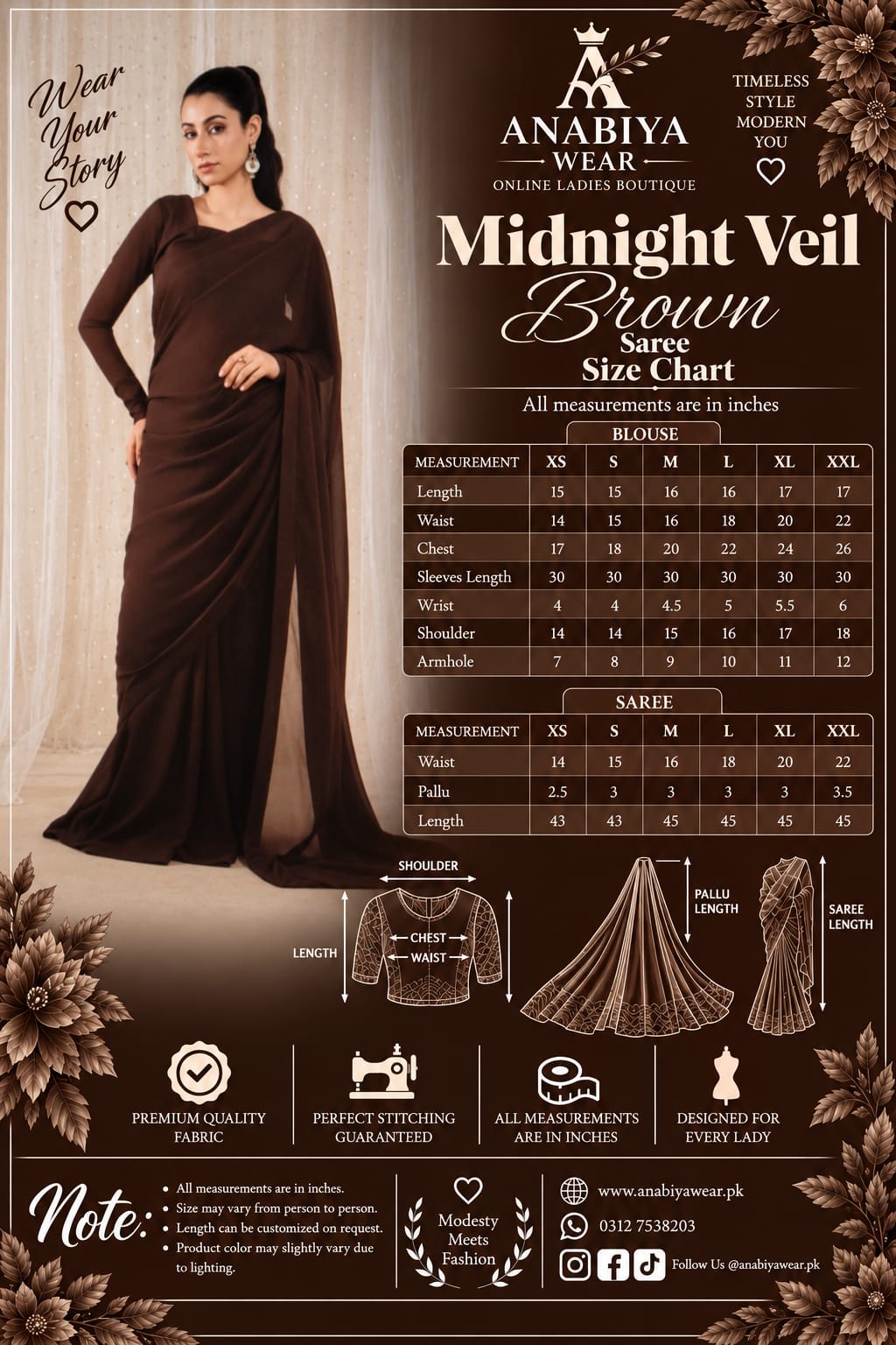 Midnight Veil Brown Chiffon Saree