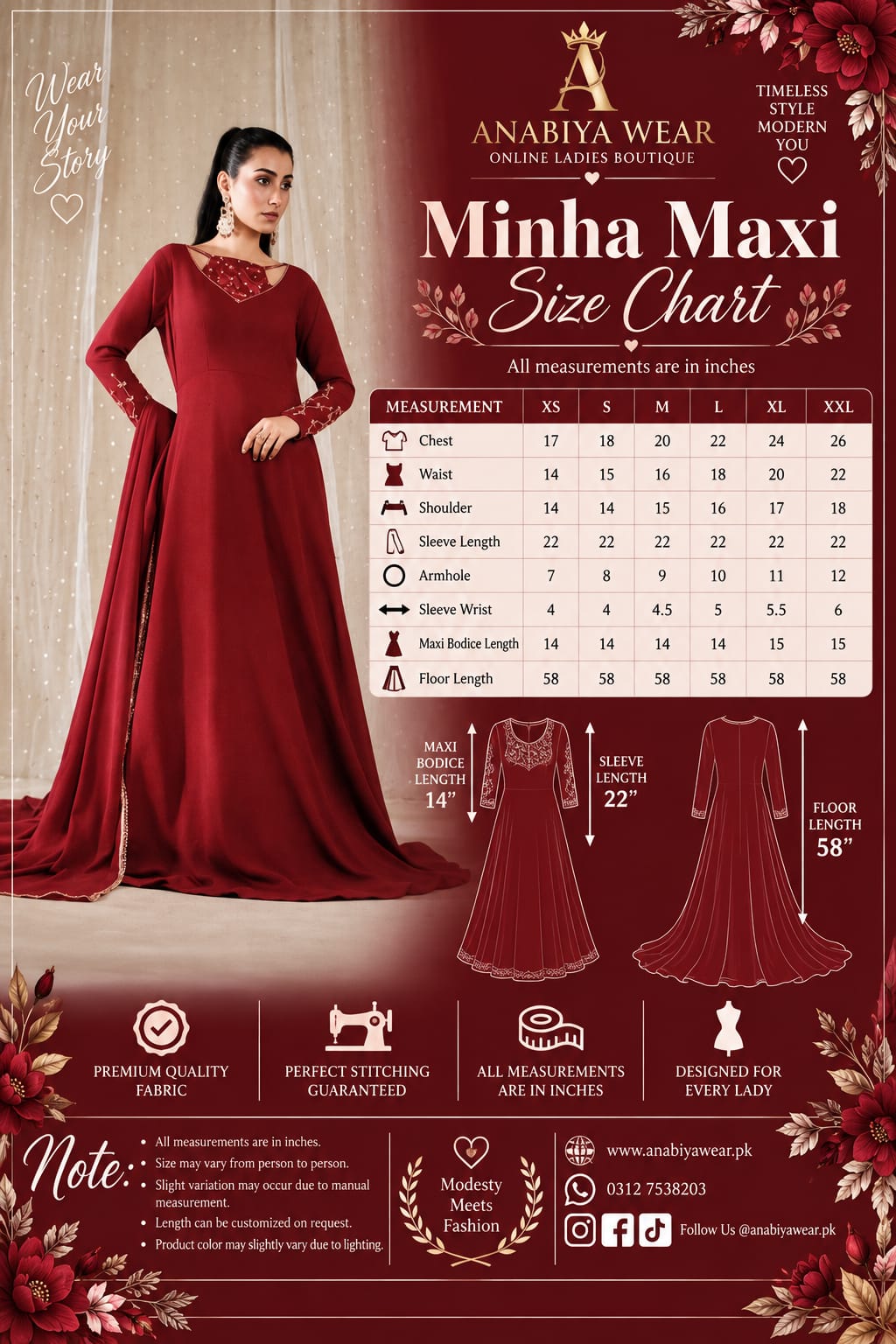 Minha – Maroon Embellished Maxi Dress for Women